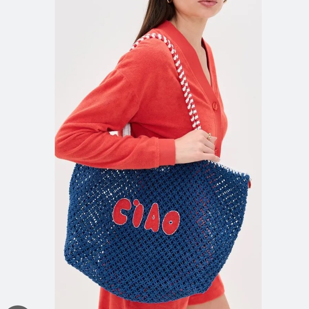 NWT CLARE V L'ete Tote, Cobalt with Poppy and Cream Ciao - Picture 5 of 5